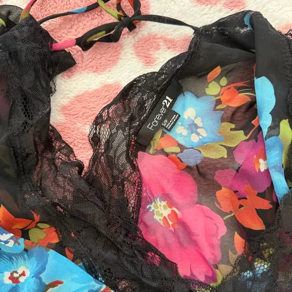 💐 Y2K-Inspired Sheer Floral Lace Tie-Back Babydoll Dress – Coquette Soft Girl Fairycore Small 💐 - Image 6