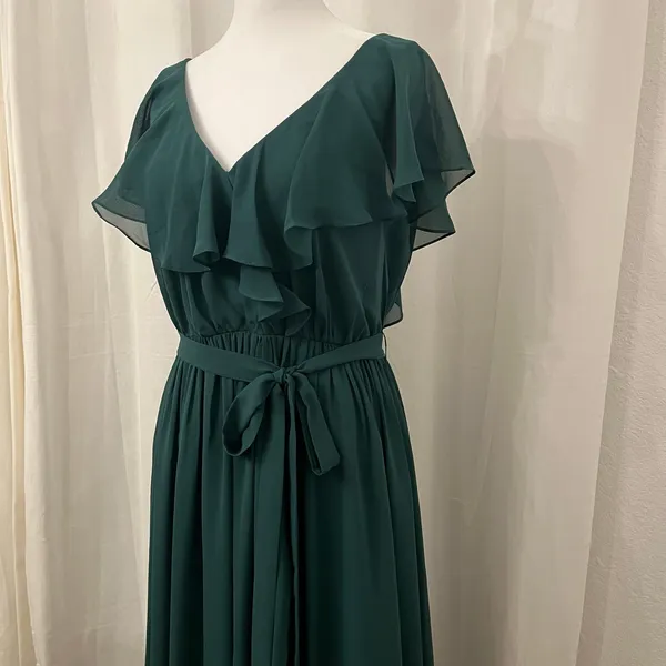 NWT JJ's House Chiffon Bridesmaid Dress Cascading Ruffles Sz 6 Dark Green 206476 - Image 5