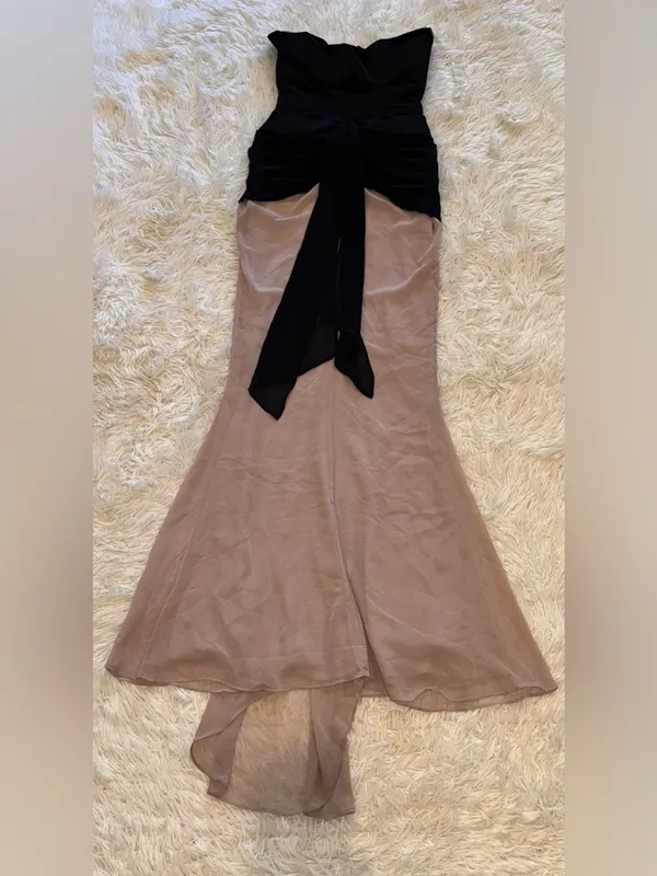 NEW House of CB CLARA Black and Blush Chiffon Strapless Maxi Dress Size S - Image 6