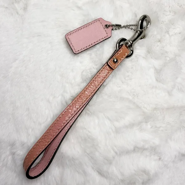 1.5" COACH Patent Leather Fob Bag Charm Hang tag Hangtag Wristlet Strap - Image 2