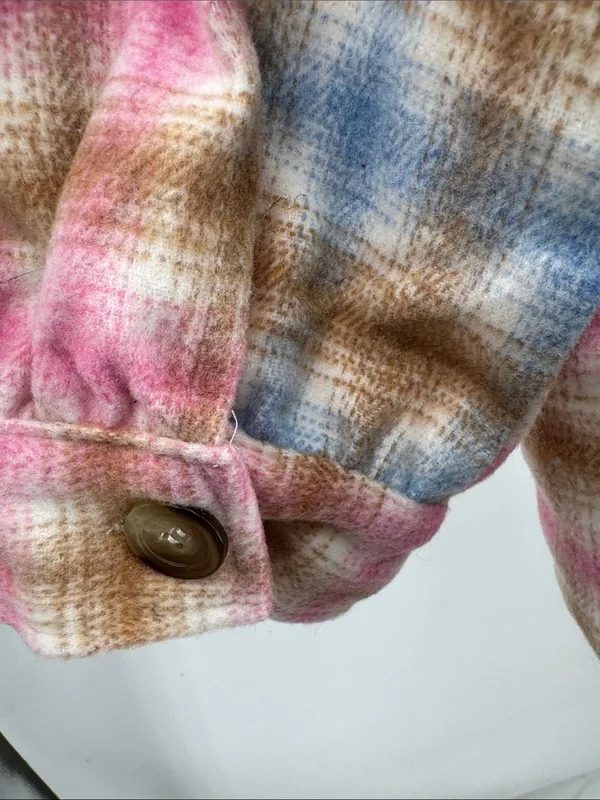 Timing Plaid Button-Down Shirt Jacket shacket flannel M oversized fall winter - Image 5