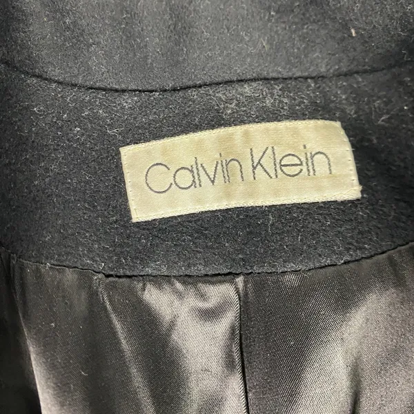Vintage Calvin Klein Coat Womens 10 Black Wool Pea Coat Double Breasted Lined‎ - Image 4