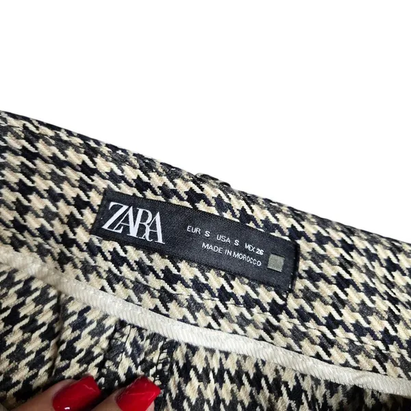 Zara Brown Houndstooth High Waist Women's Shorts Size:‎ S - Image 3