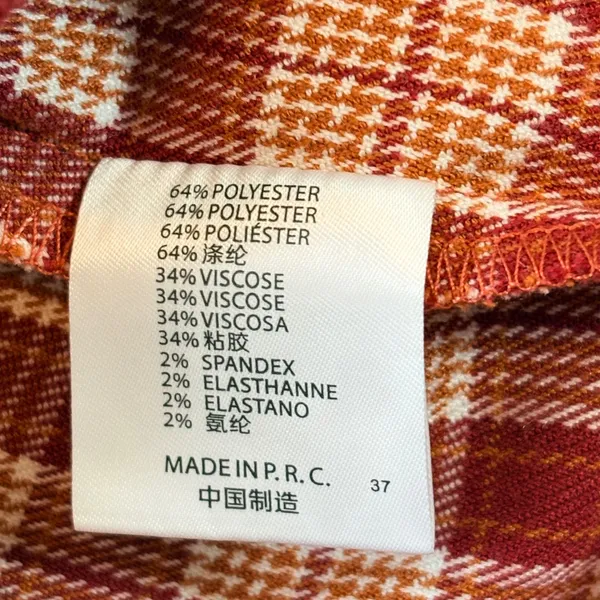 Brandy‎ Melville Mini Skirt Plaid Red Orange Casual Party Size XS-S Stretch - Image 7