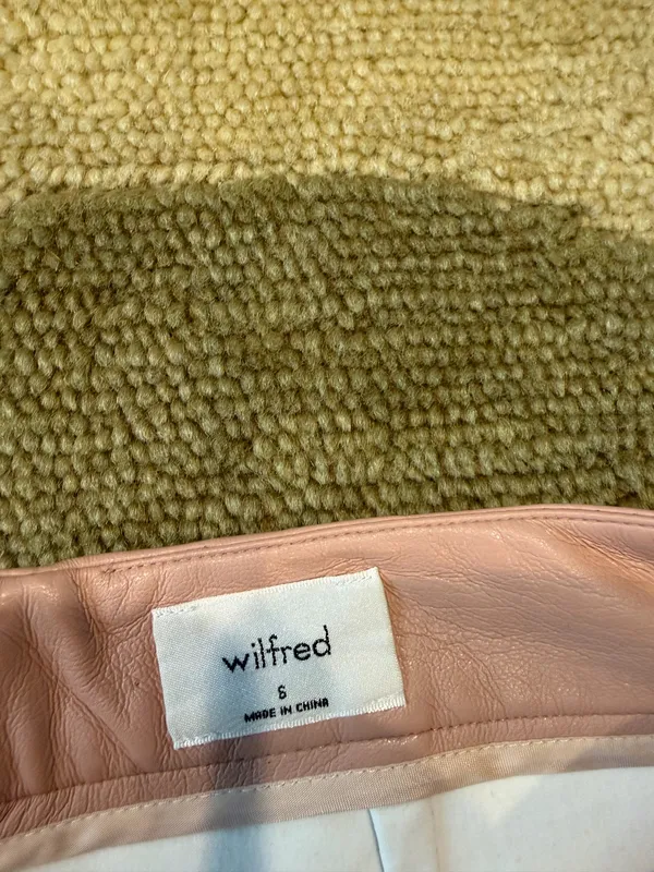 Like-New Aritzia Wilfred Patio Mini Skirt Vegan Leather Light Pink High Rise S - Image 2