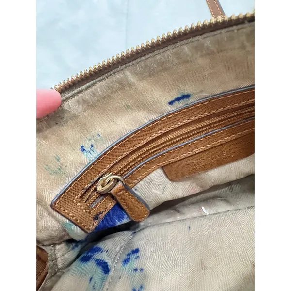 Michael Kors Brown Saffiano Leather Dome Crossbody Bag Chain Strap - Image 5