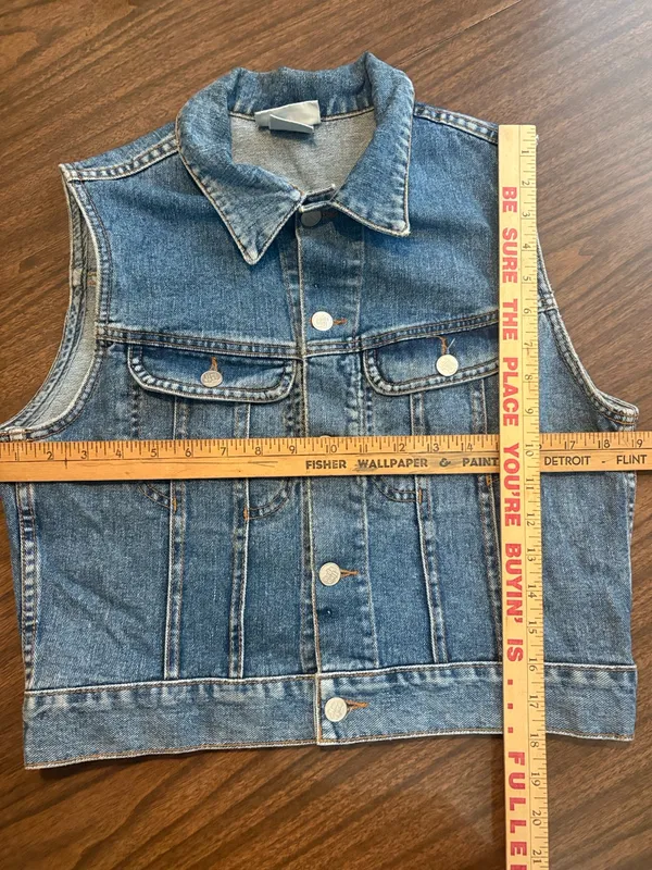 Nada Nuff by Contempo Casuals VINTAGE Large Denim Jean Vest - Image 4