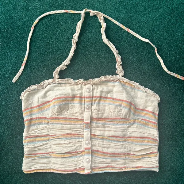 American Eagle Outfitters Multicolor Striped halter Top size medium - Image 2