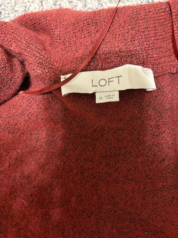 LOFT Ribbed Trim Open Front Pocket Cardigan Sweater  - Image 5