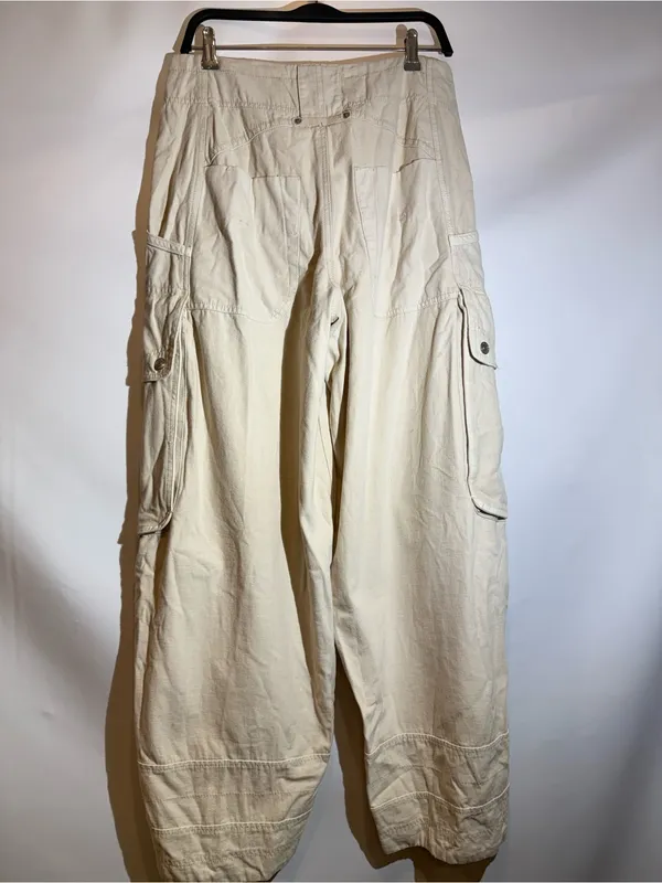 Free People Brentwood Aged Green Slouchy Cargo Utility Pants Cotton Size 8 - Image 3
