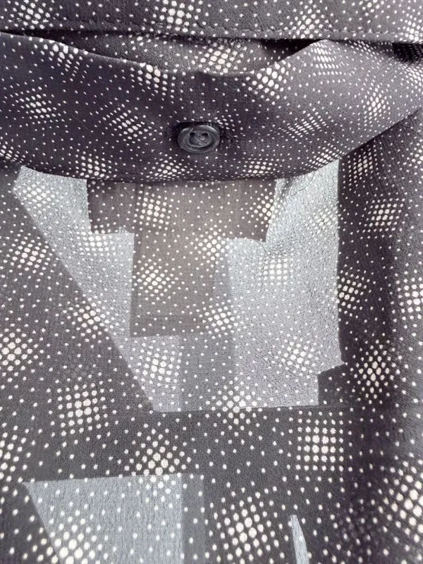 Old Navy Vintage Sheer Gray Polka Dot Tie Neck Sleeveless Blouse Pussybow XS - Image 5