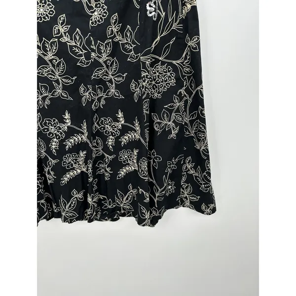 Ann Taylor Loft Womens Black Floral‎ Skirt Beaded Skirt Women Sz 10 Dark Fairy Dainty Y2K - Image 5