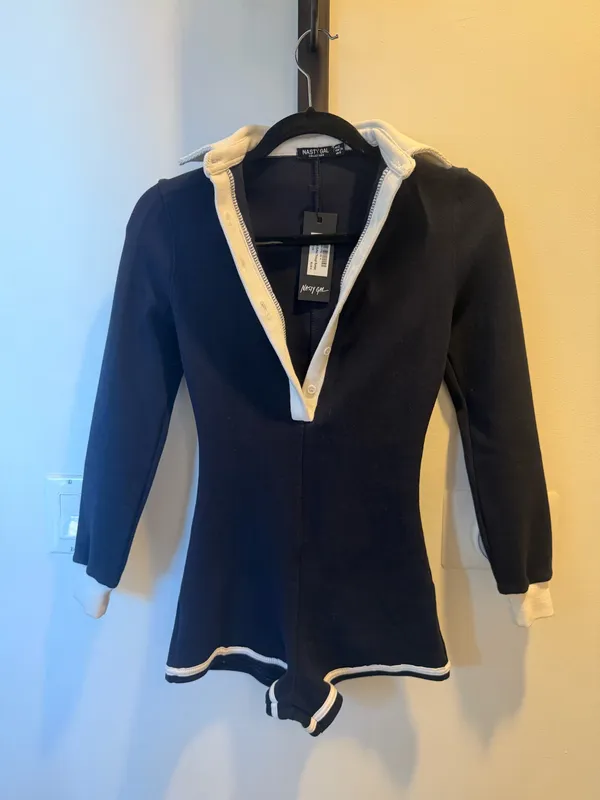 Nasty Gal Navy and White Polo Romper - Image 2