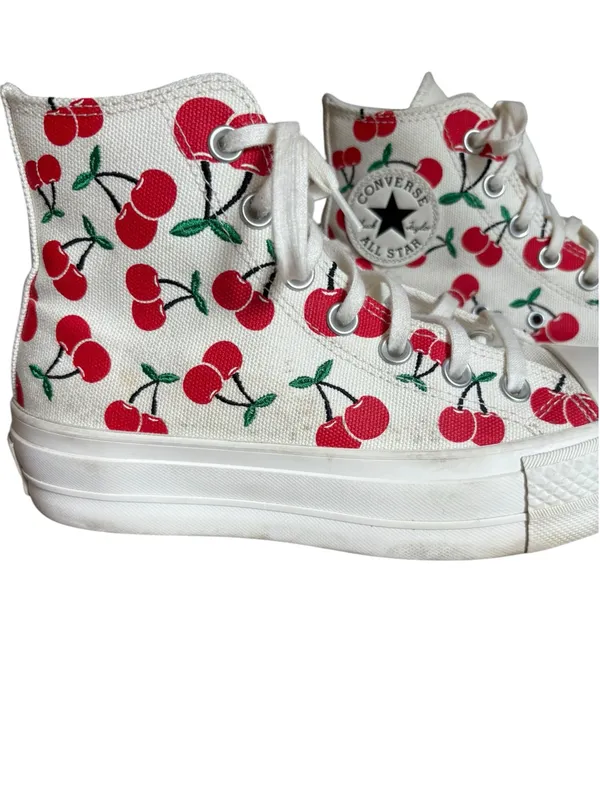 Converse All Star Lift Platform High Top Sneaker Cherry Print Womens 6.5 - Image 9
