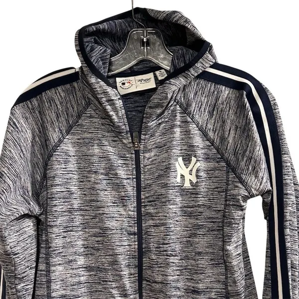 NY Yankees Genuine Merchandise 4her Women's Full Zip Hooded Jacket Blue‎ Size M - Image 5