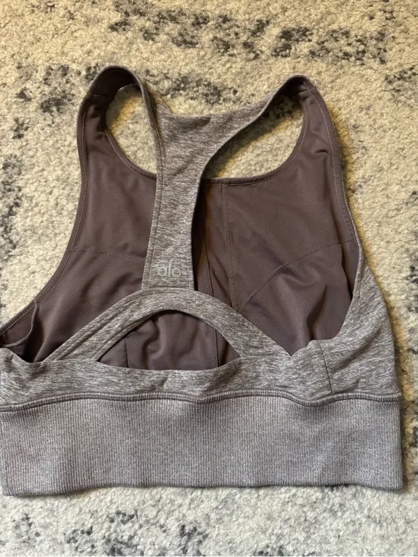 ALO Yoga Heather High-Neck Racerback Sports Bra - Image 2