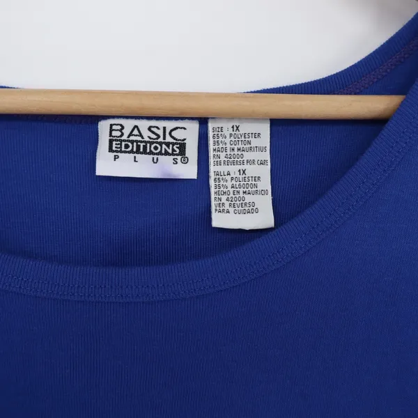 Basic Editions Plus Dress Womens 1X Maxi Blue Sleeveless Knit Casual Excellent - Image 2