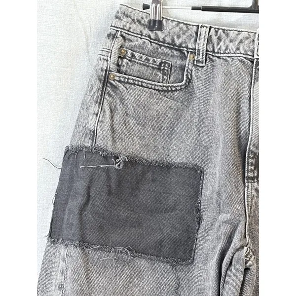 Garage Denim Gray‎ Patchwork Wide Leg Jeans Urban Street Utility Size 9 - Image 5
