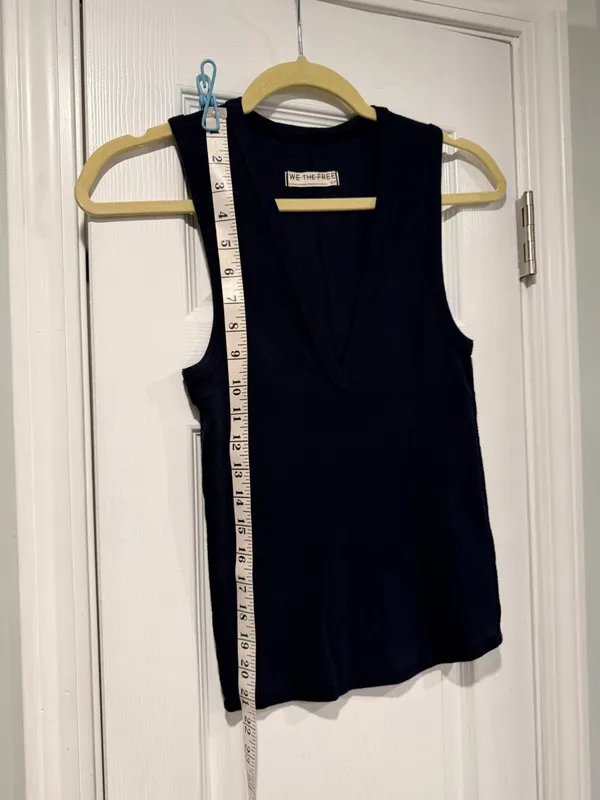 NWOT We The Free Size S Black Ribbed Cotton Stretch Deep V Neck Tank Top - Image 2