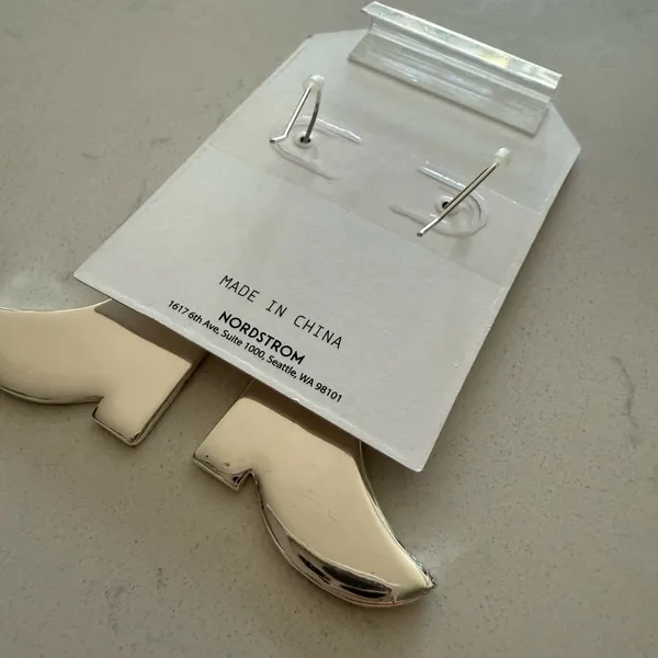 Nordstrom Leith Cowboy‎ Boot Drop Earrings - Silver Tone - NWT - Image 6
