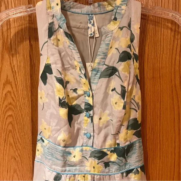 Anthropologie Maeve Dutch Yellow Floral Print Sleeveless Shift Dress‎ Size 0 - Image 6
