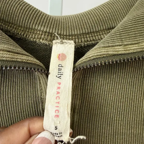Anthropologie Daily Practice S Green Vest Zip Sleeveless Sweatshirt‎ Pullover Boho - Image 4