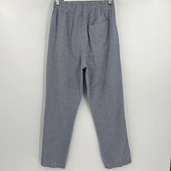 Free People Kate Gingham‎ Pants Navy White 100% Cotton Straight Leg Size Medium - Image 6
