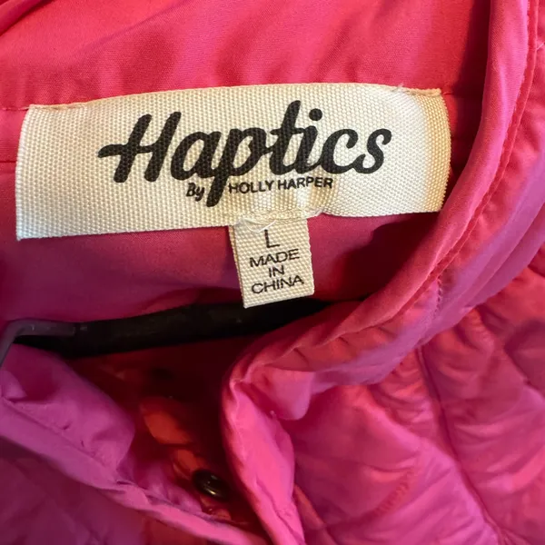 Hot Pink Quilted Puffer Snap Button Vest Size L - Image 6