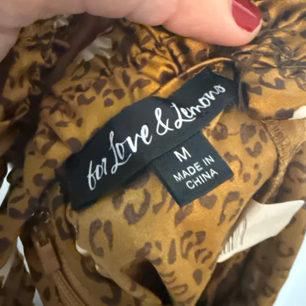 For Love & Lemons Revolve Tawney Cheetah Floral Animal Print Satin Mini Dress M - Image 8
