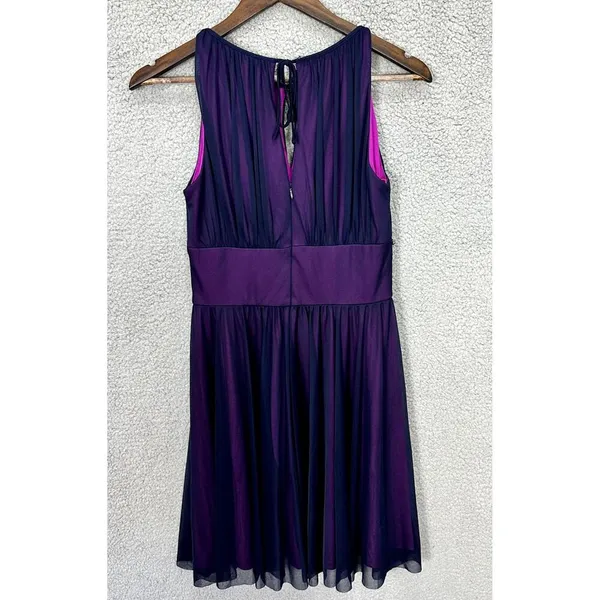 Jessica Howard Babydoll‎ Dress 6P Purple Mesh Overlay Rhinestone Fairy Y2K HOCO - Image 2