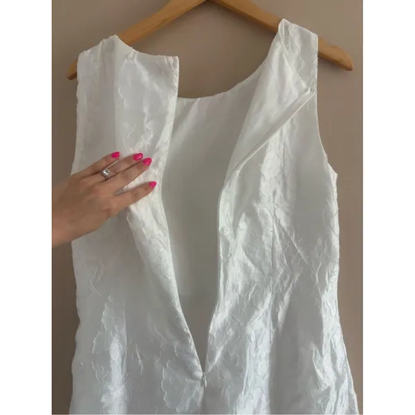 Lulus Exquisite Moments White Floral Jacquard Sleeveless Mini Dress Size XL - Image 9