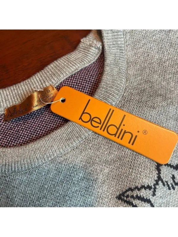 Beldini Double Knit Novelty Cat sweater from Grey kitties graphic design Sz L - Image 10