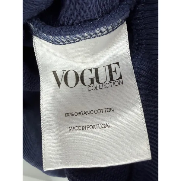 Vogue Women Sweatshirt Navy Blue Tonal Embroidered Logo Organic Cotton Medium - Image 4