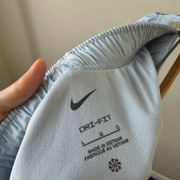Nike‎ Dri Fit Running Shorts Light Blue Dolphin Hem Athletic Womens Size L - Image 6