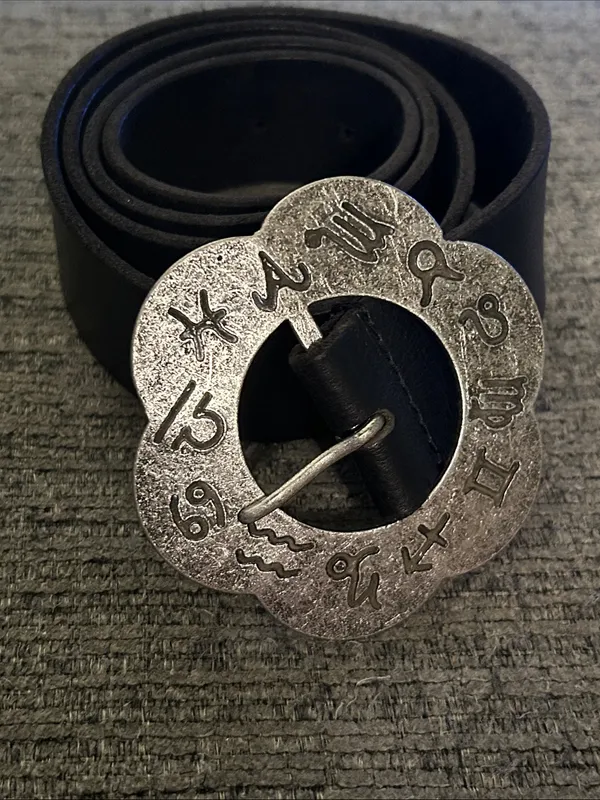 New Free People Celestial Buckle Black Leather Belt Size M/L - Image 4