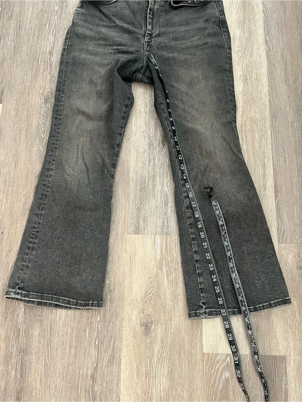 FRAME Le One Crop Mini Boot Jeans Womens Size 2 Hughes Gray Black Stretch Denim - Image 12