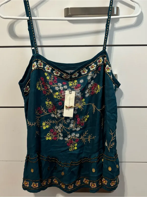 Anthropologie Floral Beaded Tank Top NWT - Image 2