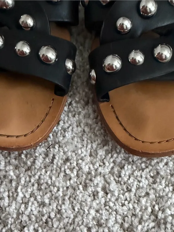 Marc Fisher Paigi Pacca Minimalist Glam Studded Sandal Slide Size 8 - Image 3