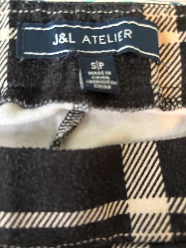 J & L Atelier Black Plaid Wide-Leg Size Small Trousers - Image 3