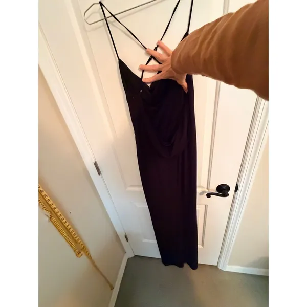 Saks Fifth Avenue Katie May Womens Full Length Event Evening Dress Slit Black Open Back Maxi Small - Image 8