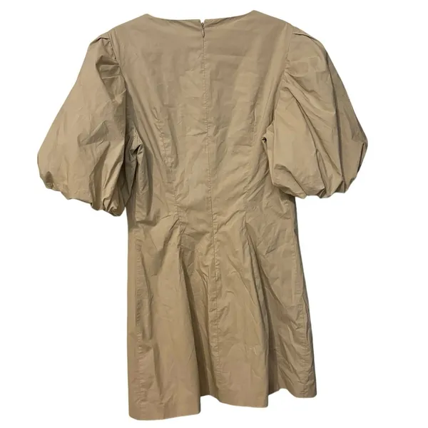 Frame 100% Cotton Khaki Pebble Puff Sleeve Nina Mini Dress Size Medium - Image 4