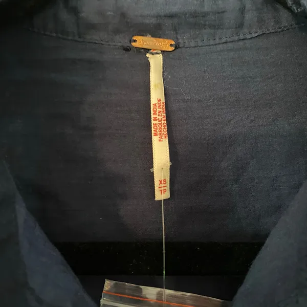 NWT Free People Best of Me Navy Blue Eyelet Blouse Boho Cotton Women's size XS - Image 4