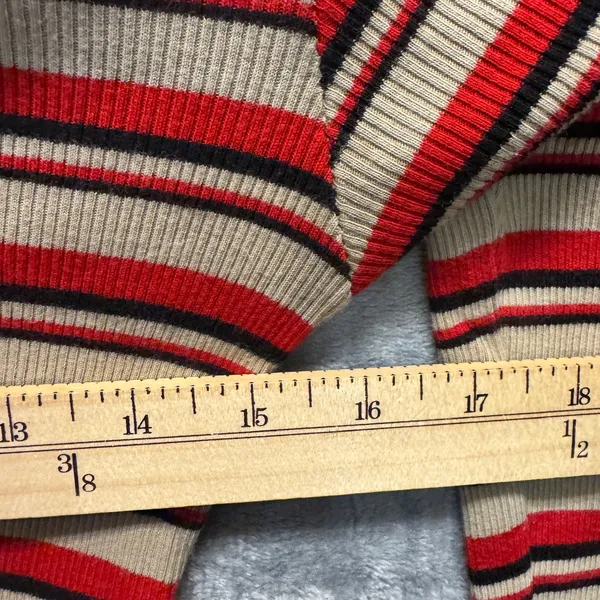 2274 | Brandy Melville Santana Striped Ribbed Crop Top Red Tan Long Sleeve OS - Image 7