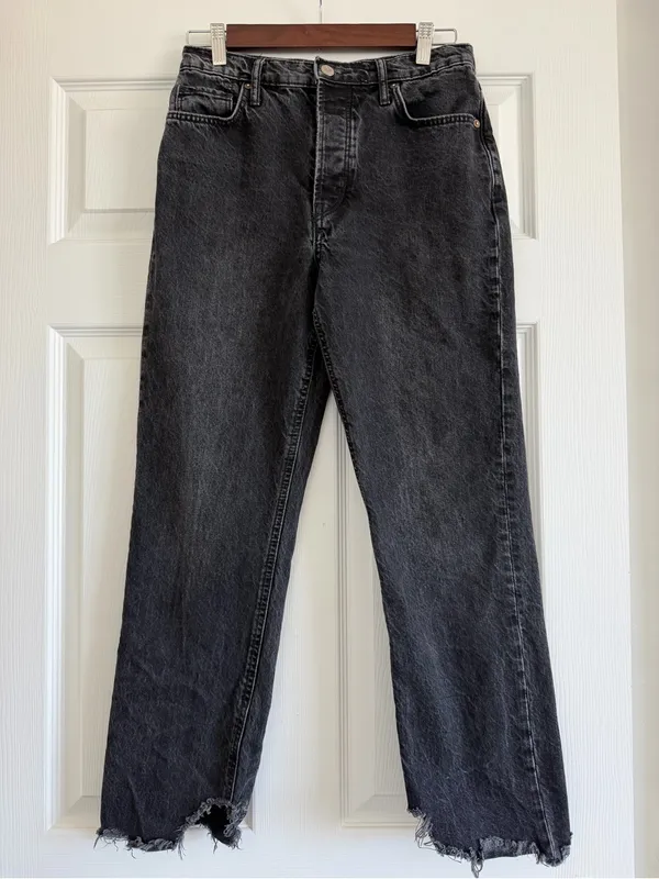 Free People We The Free Tapered Baggy Boyfriend Jeans Black High Rise Size 26 - Image 2