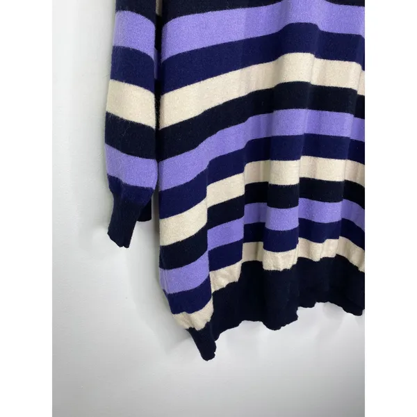 ModCloth Womens 4X Striped Pullover Sweater Navy Purple Cream 3/4 Sleeve Buttons - Image 3