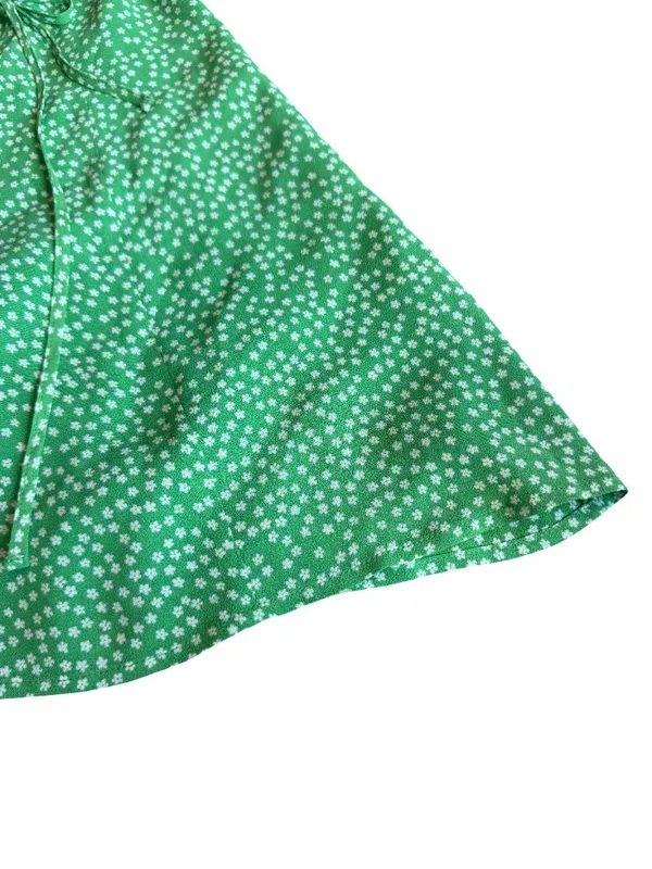 Reformation Dawn Mini Wrap Dress Green Floral Print Flowy Girly Party Size Small - Image 7