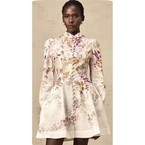 Miss Rosier Bianca Floral-Print Mini Dress Size Medium Floral A-line Vintage - Image 2
