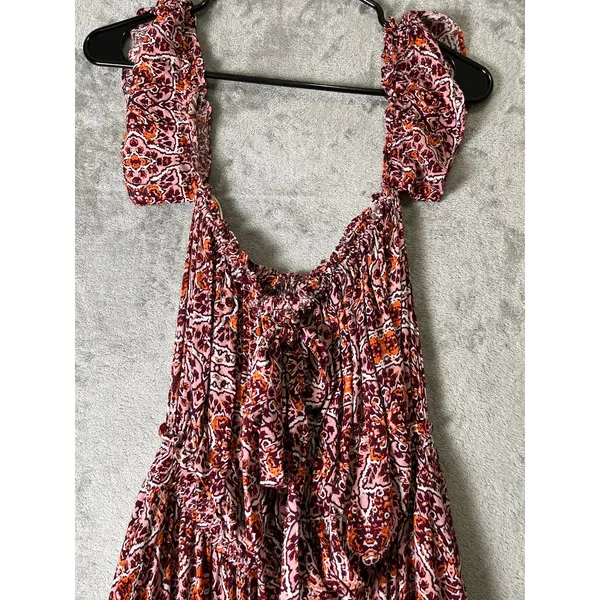 MISA Los Angeles Smocked Tiered Midi Dress Paisley Boho Cottagecore Size Small - Image 2