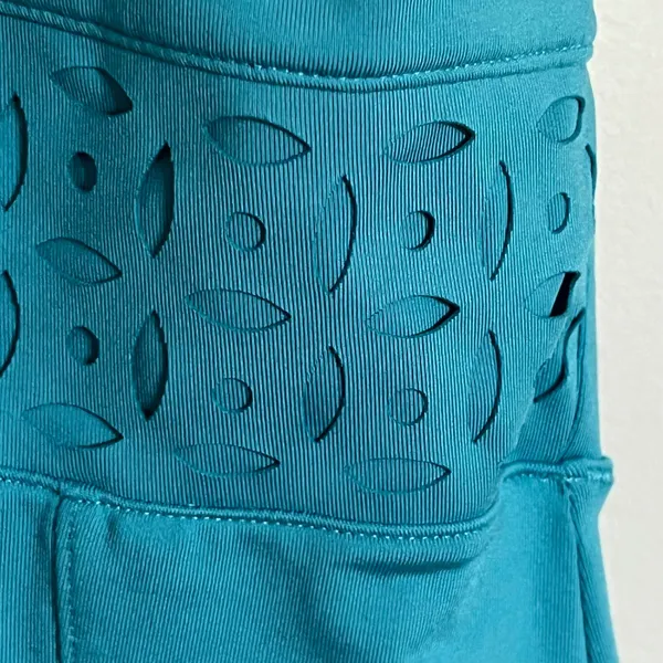 Reebok Womens Teal‎ Blue Halter Athletic Dress Built in Bra Laser Cut Eyelet S - Image 4