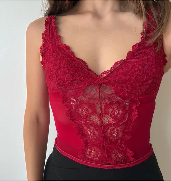Shein Red Lace Tank Top - Image 6